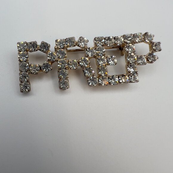 Vintage 50s 60s PREP Rhinestone Brooch - Picture 3 of 3